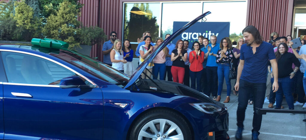 Gravity Payments team surprises CEO with a Tesla! · Gravity Payments