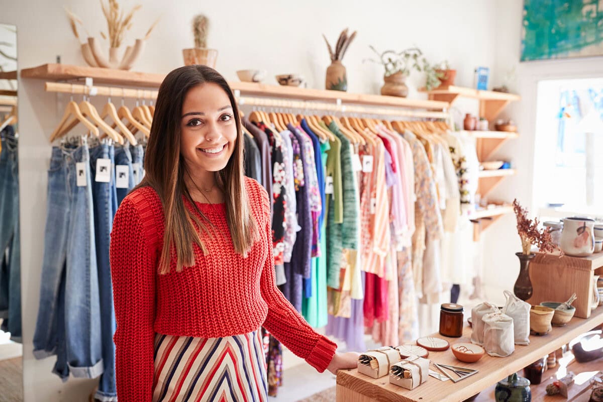 Successful young latina retail owner