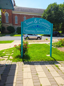 Town & Country vet clinic's sign in front of their office